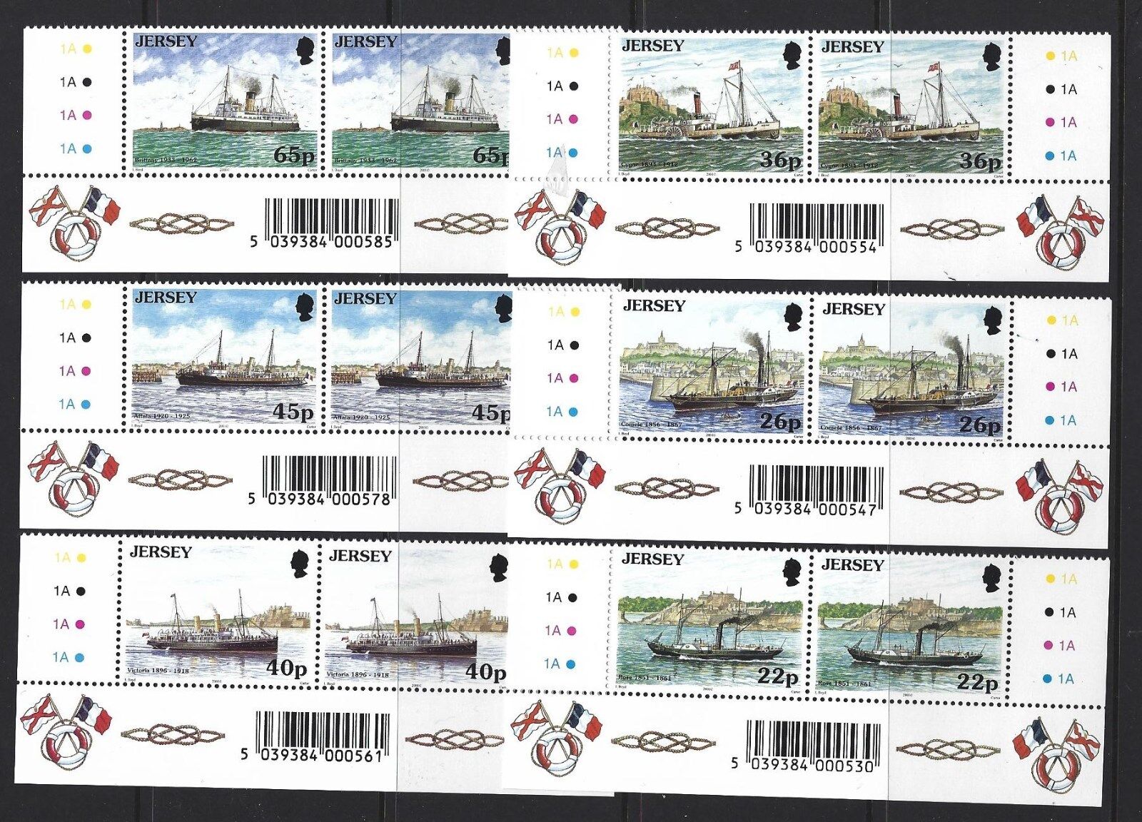 JERSEY 2001 MARITIME LINKS WITH FRANCE MARGINAL PAIRS UNMOUNTED MINT, MNH