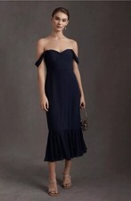 BHLDN Anthropologie Munroe Georgette Off Shoulder Midi Dress Size 4 NEW