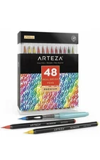 Arteza Real Brush Pens 48 Colours For Watercolour Painting With Flexible Nylon