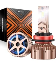 2pcs SEALIGHT H11/H9/H8 6000K IP68 LED Headlight Bulbs Low Beam w/Fan 4000LM X6S