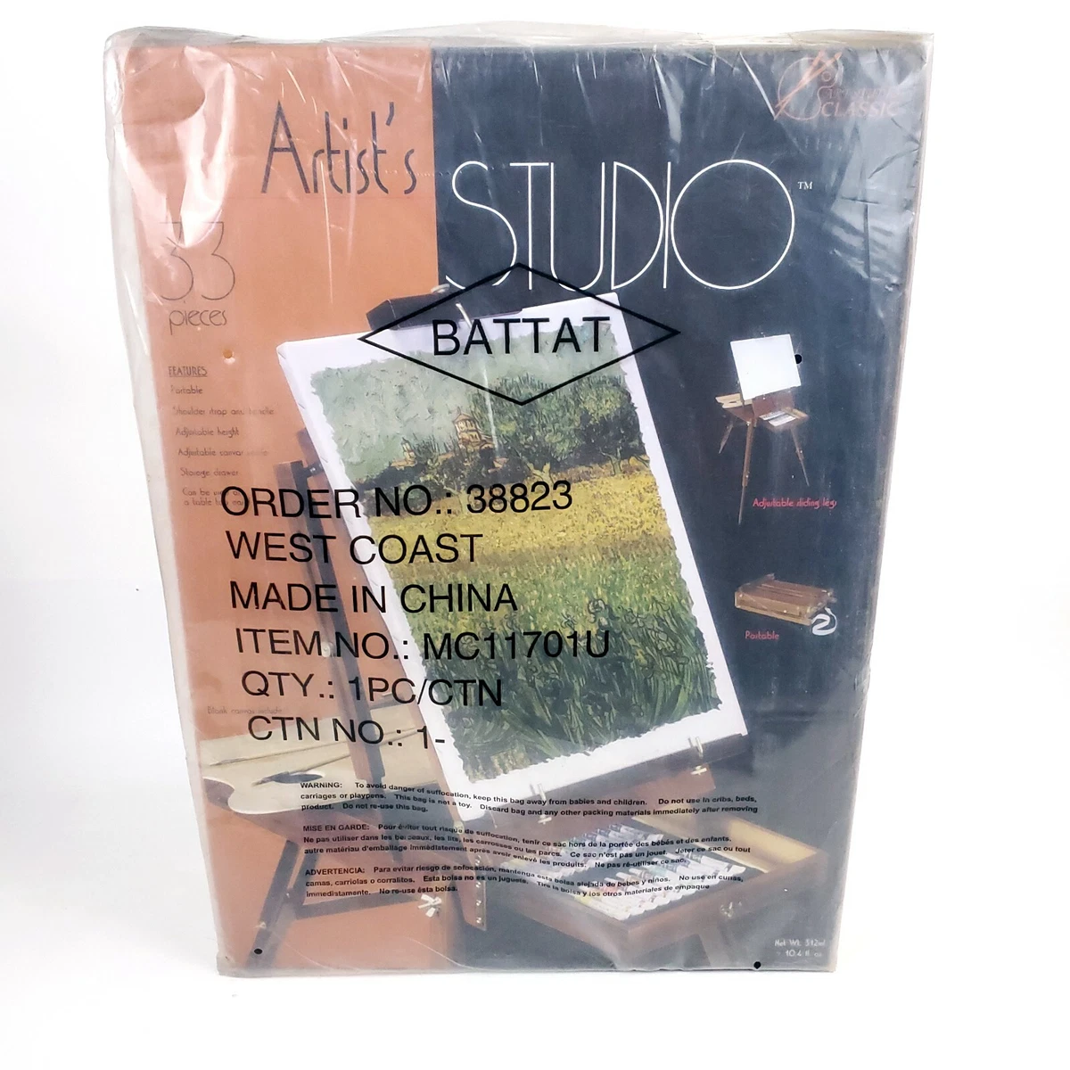 33 Piece ARTIST'S STUDIO Wooden Italian Easel with Paint Set BRAND NEW IN BOX