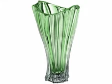 Flower Vase 12" Centerpiece Bud Vase Green color Bohemian Czech Crystal Glass