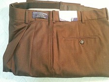 Austin Reed MENS 33 Reg Brown 100 Worsted WOOL SUPER GABARDINE DRESS PANTS,