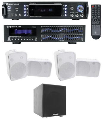 Rockville Home Theater Bluetooth Receiver+EQ+(4) 6.5'' Speakers+8'' Subwoofer Sub