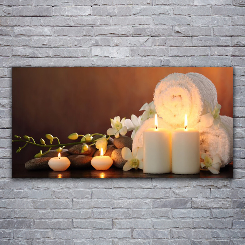 Tableau bougies et serviette 120x60cm en verre acrylique