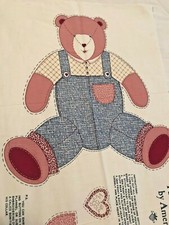 Patchwork Bear Country Classics Stuffed Doll Ameritex Fabric Panel Vintage