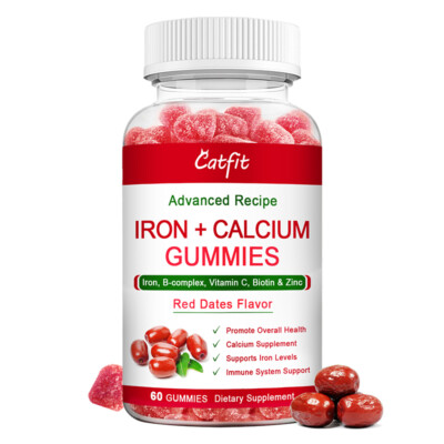Iron Calcium Gummies with Vitamin C D3 B12 B6 B3 B5 Zinc Immune Support Health