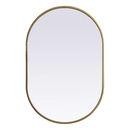 Elegant Decor Asha 20x30" Oval Modern MDF Wood/Iron Mirror in Brass - Picture 1 of 11