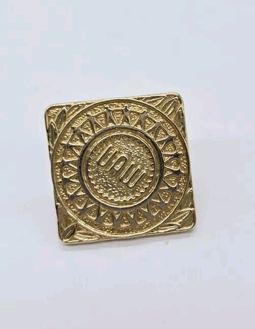 UAW United Auto Workers Union Hat Lapel Jacket Pin Pinback Signed FM Gold tone