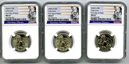 2024 P D S CELIA CRUZ QUARTER SET NGC MS67 FIRST DAY OF ISSUE