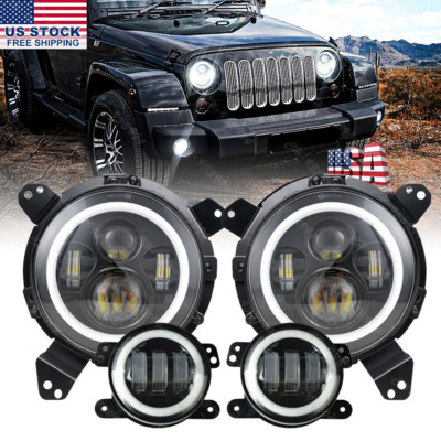 for Jeep Wrangler JL Gladiator Rubicon 2018-2023 Led Headlight Fog Lamp Combo Ki