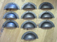 10 CUP PULLS 3 3/4" WIDE DRAWER CABINET BIN HANDLES ANTIQUE-STYLE IRON DRESSER