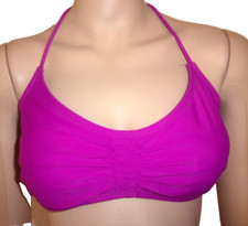 No Boundaries BikiniTop Orchid Burst Halter Side Bones Ruching Size Large 11/13