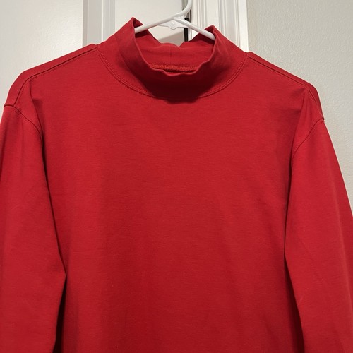 L.L. BEAN New Men Turtleneck All Cotton Interlock Sweater Burgundy Small Regular