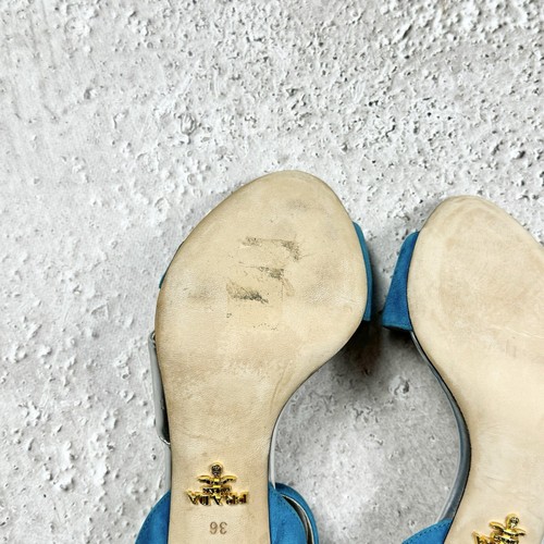 Excellent Prada Women's Light Blue Leather High Heels With Straps EU 36 UK 3.5 - Picture 17 of 21
