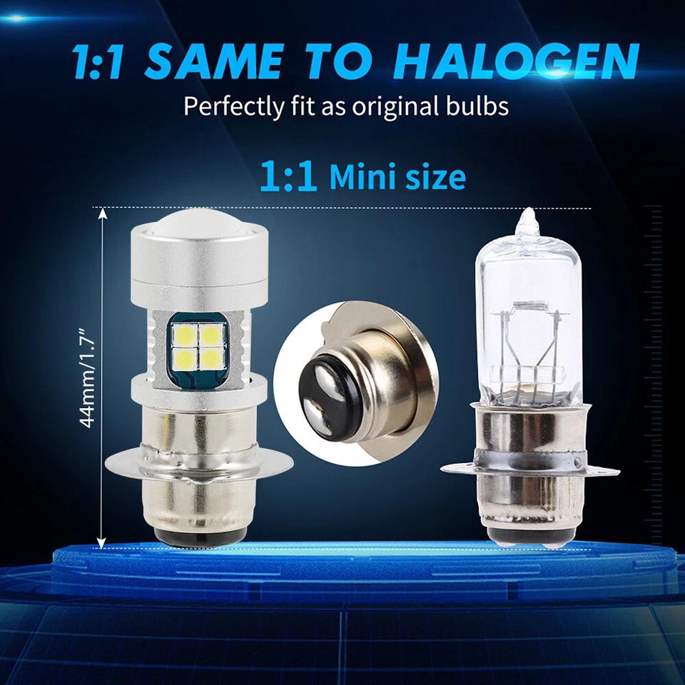 Par de bombillas de faros LED P15D haz alto/bajo para Kawasaki Bayou 300 4X4 1989-2004 Foto 2 de 4