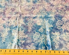 Light Blue and Purple Floral Batik 100 cotton fabric sold by the yard B156