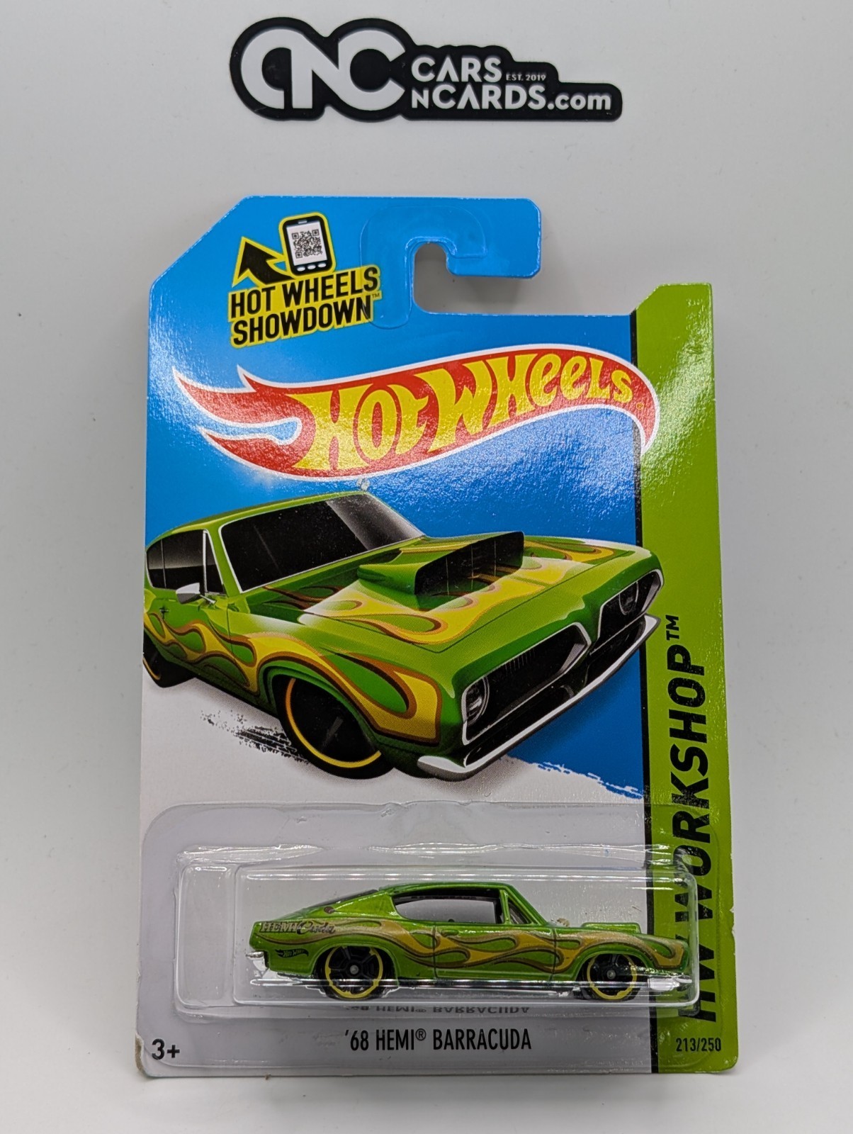 2015 Hot Wheels HW Workshop '68 Hemi Barracuda Green 213/250 (Card Crease)
