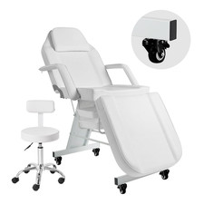 Facial Chair with Wheels Tattoo Chair with Stool White 73Inch Adjustable Tatto