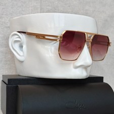 Cazal Tinted Glasses Brown Lenses Sunglasses Golden Metal Temple Eyewear Case