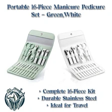 16 Pcs Manicure Pedicure Set – Professional Stainless Steel Nail Clippers Kit