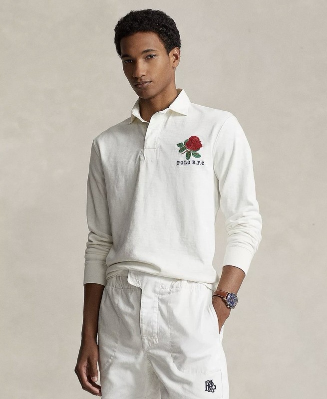 Polo Ralph Lauren Rose Bowl Rugby Jersey Cotton Shirt Patchwork Embroidery LTD