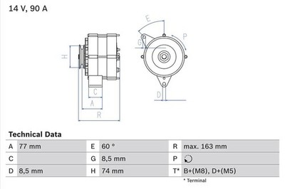 BOSCH Alternator 14V For BMW Z1 E23 E24 E28 E30 E34 0986035820