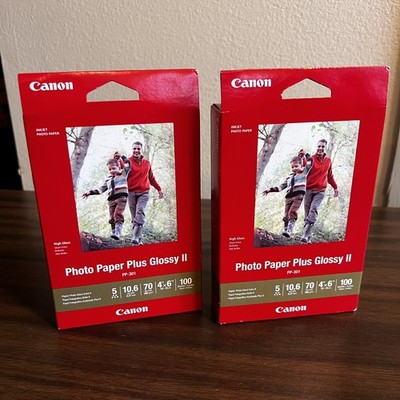 2 Pack New Genuine Canon Photo Paper Plus Glossy II 4x6 PP-301, 100 Sheets