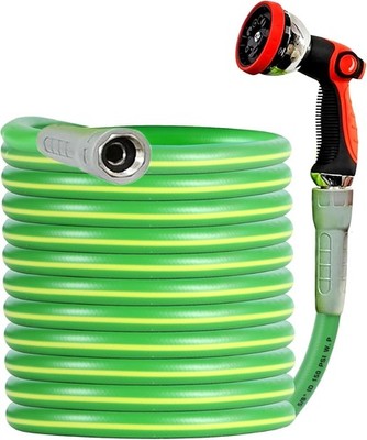 HQMPC Garden Hose 5/8''IDx75' Hose Durable PVC Non Kinking Hybrid Hose with Swive