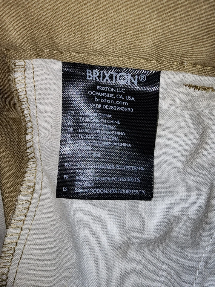 BRIXTON мужчин резерва CHINO брюки хаки стандартный размер 34w 32 L, новый с Ярлыками!!!! - Изображение 4 из 4