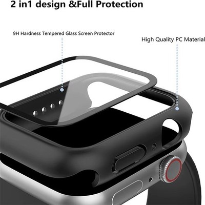 For Apple Watch Serie9/8/7 iWatch 9H HD Case Cover Full Screen Protector 41/45mm