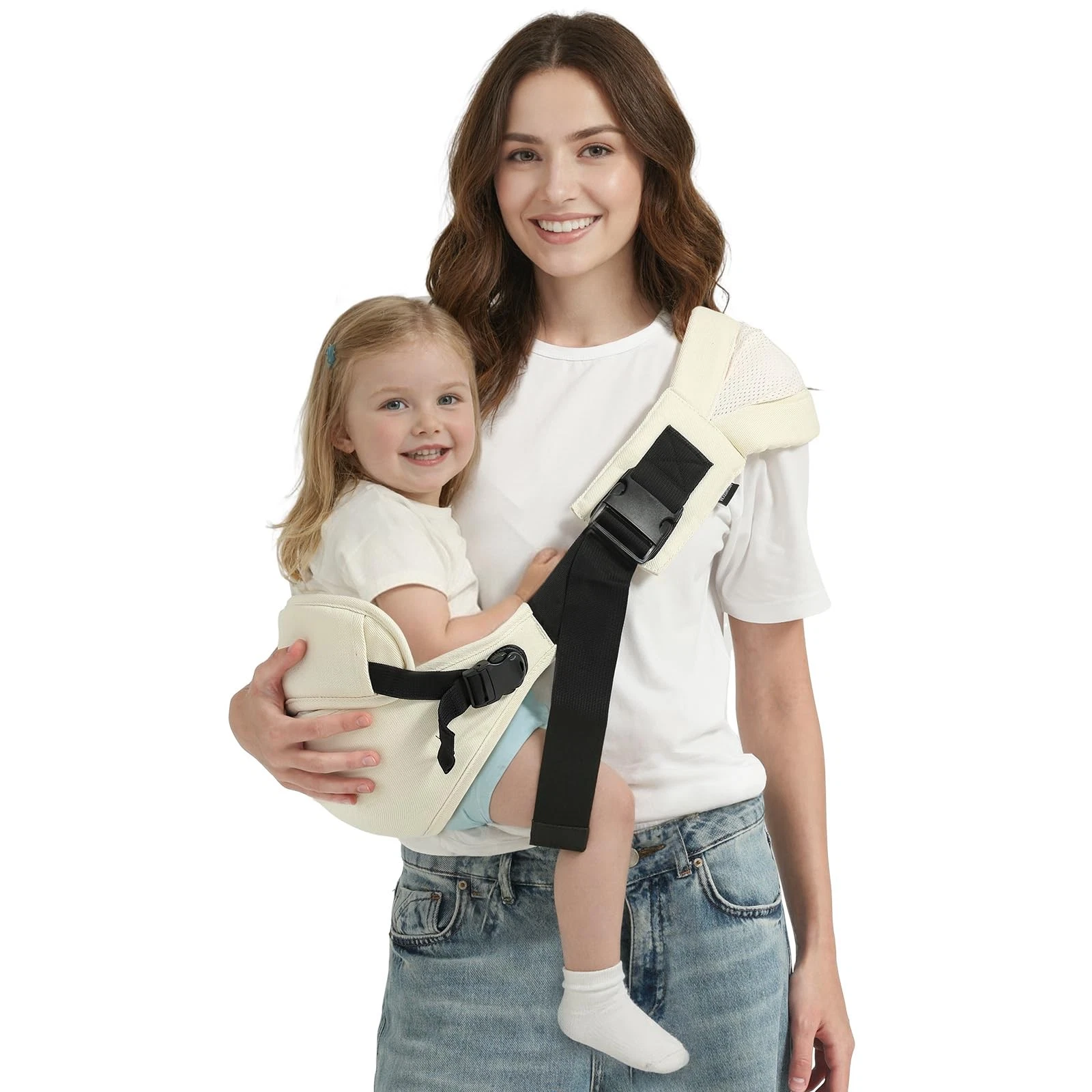 Beige Toddler Baby Sling Carrier Hip Seat Backrest Lightweight Travel Wrap