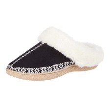 womens Indoor/Outdoor Clara Embroidered Microsuede Clog Slippers With Memory Foa