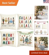 Christmas Pillow Covers 18x18 Inch Set of 4 Merry Christmas Nutcracker Ballet...