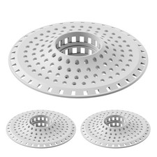 Aluvor Bathtub Drain Hair Catcher,Silicone Tub Catcher A-grayish-white