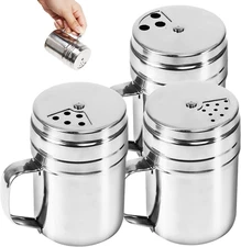 3Pcs Seasoning Bottle with Handle Stainless Steel Dredge Shaker Rub Spice