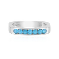 Cavill Apatit Ring Damen Sterlingsilber 925 Platin 0,48Ct Rund Blau