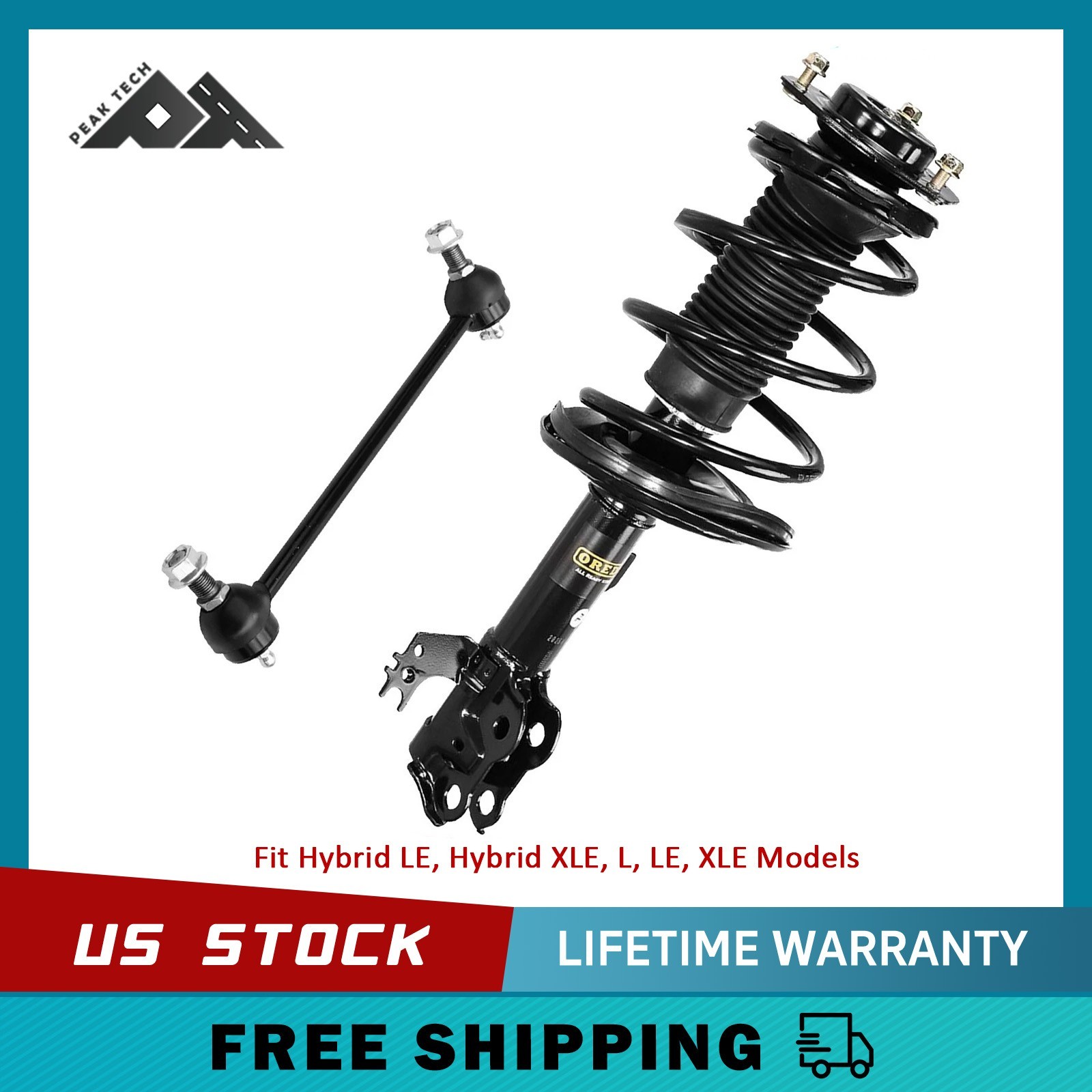 Front Left Strut + Sway Bar for 2012-2017 Toyota Camry Hybrid LE Hybrid XLE L LE