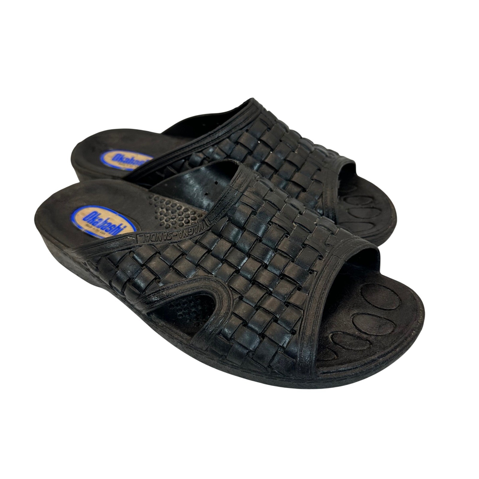 Okabashi Magna-Sandal Slides Women Size ML Black Basketweave Comfort Casual