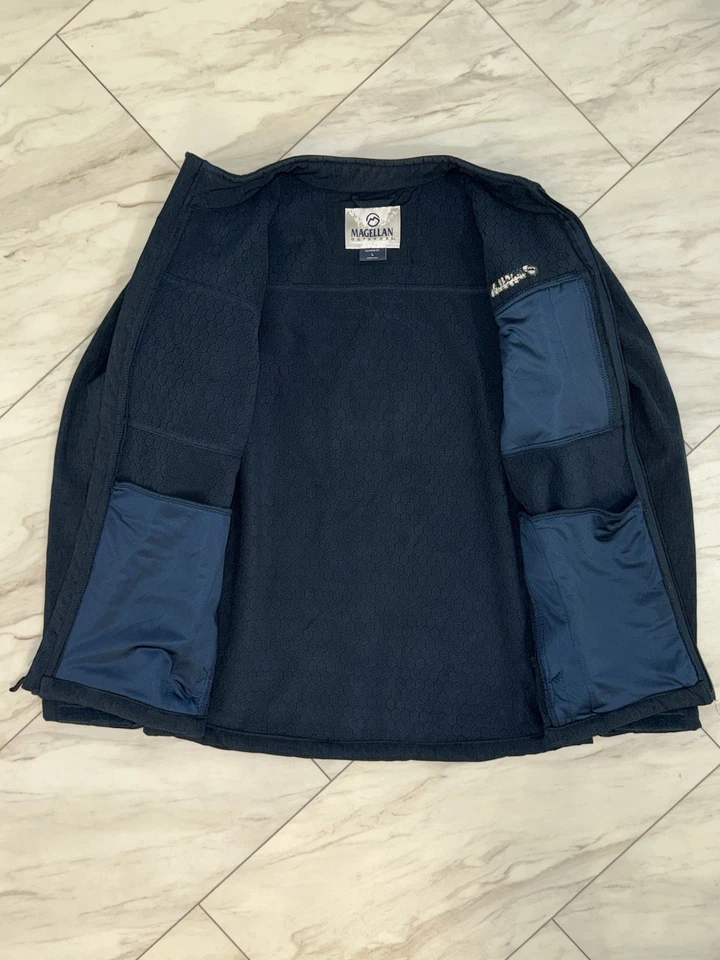 Chaqueta Softshell Exterior Magellan Vellón Cremallera Completa Azul Marino Adulto Talla Grande Foto 2 de 4