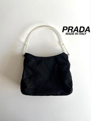 PRADA Tessuto Nylon Tote Bag Black Authentic Vintage 90s Logo Shopping Bag #4762