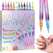 12 Colors Nail Art Pens Set 3D Polish Markers for Gel Nails Graffiti Dotting Pen