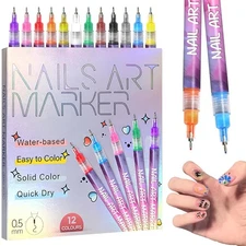 12 Colors Nail Art Pens Set 3D Polish Markers for Gel Nails Graffiti Dotting Pen