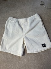 RARE Stussy Corduroy Shorts White Mens Size 30 Drawstring