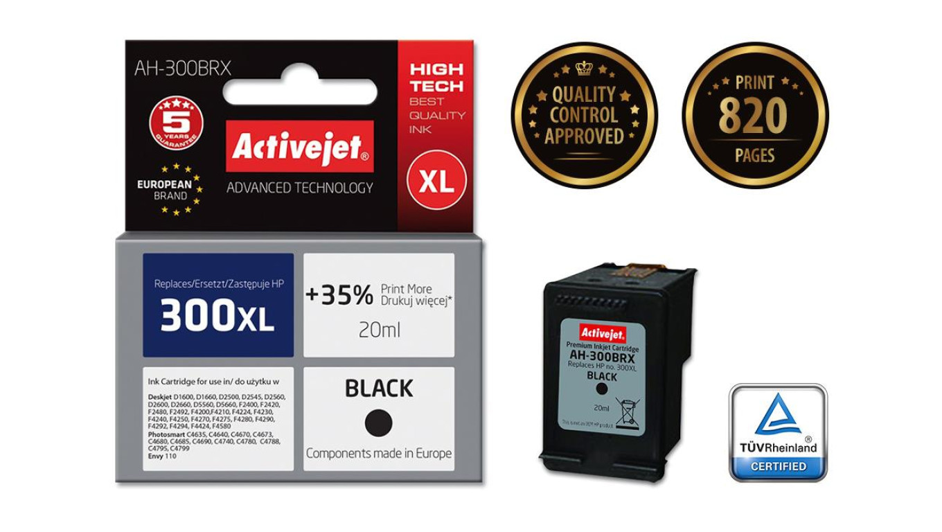 Tusz Activejet AH-300BRX аккумулятор HP 300XL CC641EE Премиум класса 20 мл 7690₽