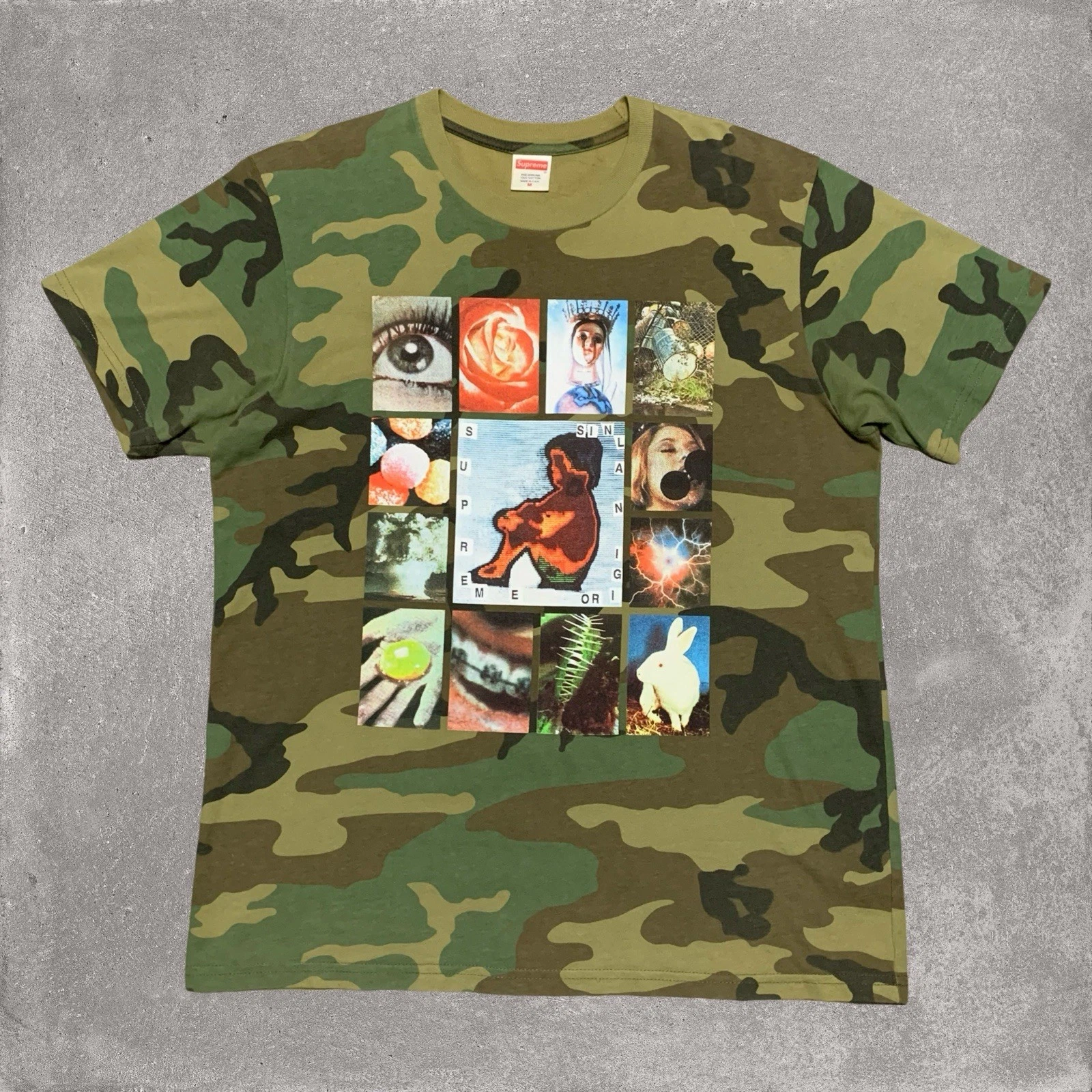 Tee shirt vert camouflage Supreme Medium Original Sin Woodland 2019