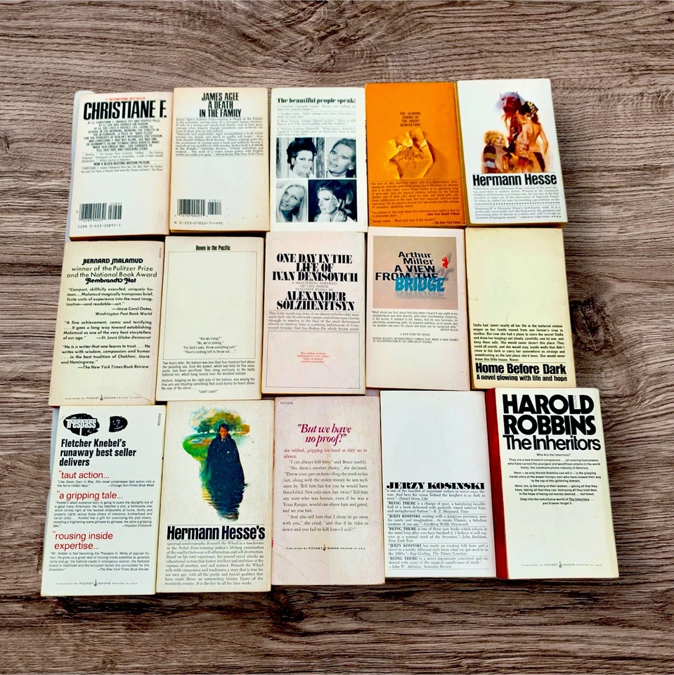 15 Vintage Paperback Books Bantam Books White Spines Black Type Modern Fiction Foto 3 de 4
