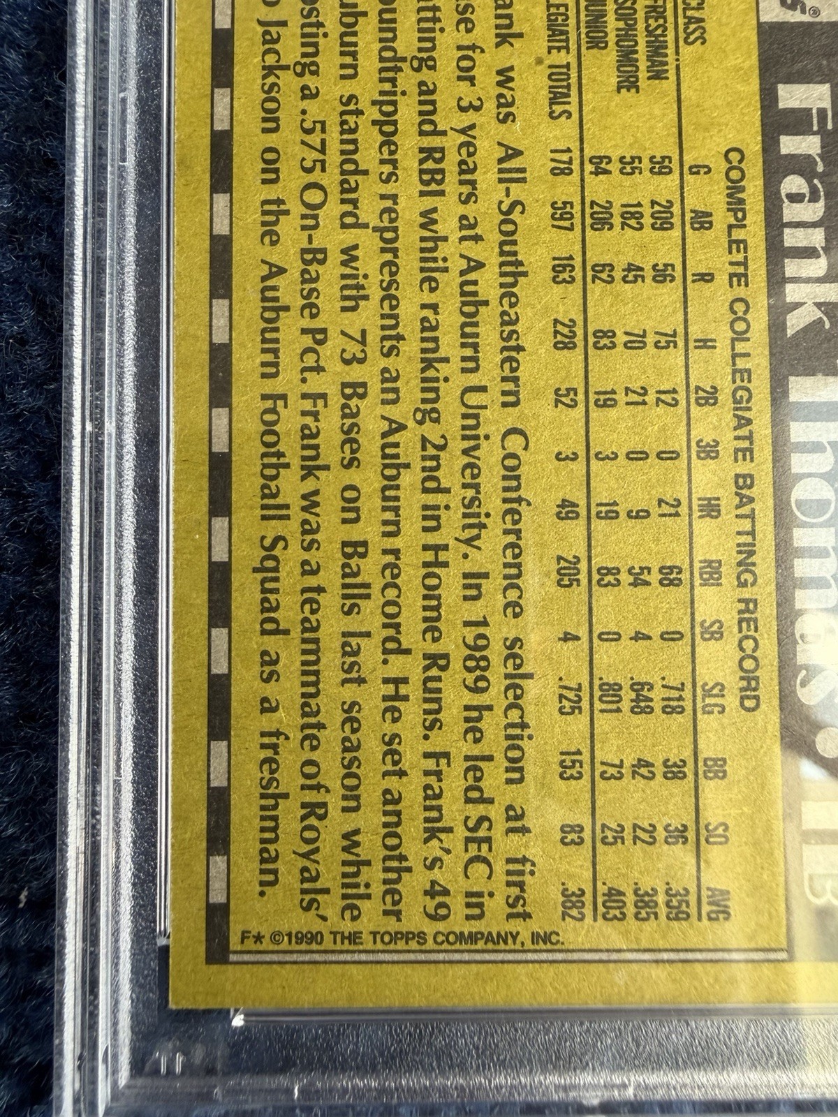 1990 Topps O-Pee-Chee Frank Thomas  PSA 8 ERROR card view 3