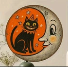 Cat Moon Metal Sign 8x8" Vintage Tin Wall Art Quirky Black Cat Crescent Moon