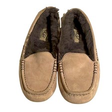 UGG Gray Suede Leather Shearling Lined Slippers. 6